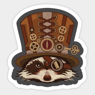 Steampunk Animal Raccoon Vintage Art Gift Sticker